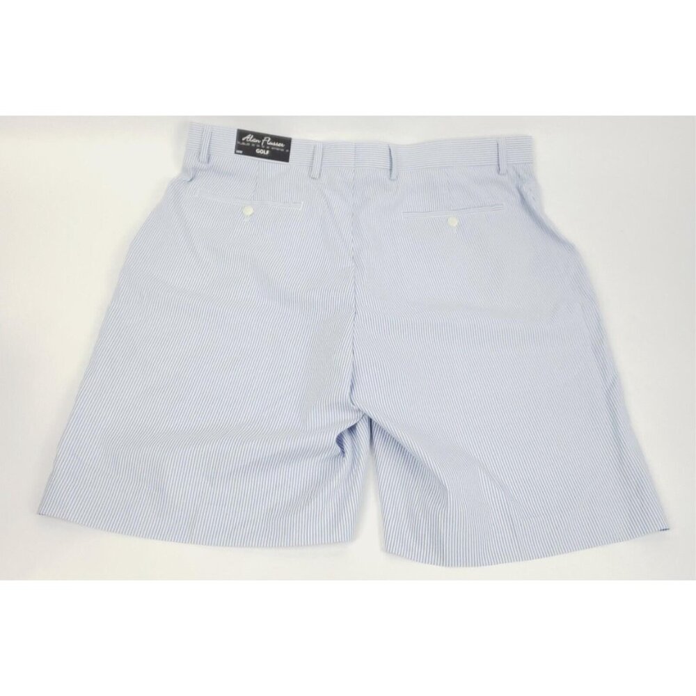 NEW Alan Flusser Golf Shorts Men 38 Blue White Pockets Flat Front